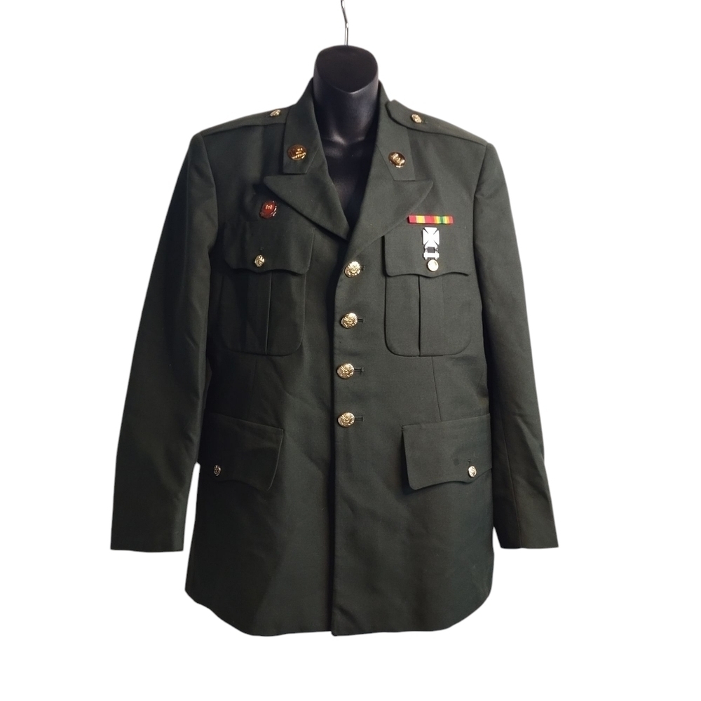 US Army Decorated Wool Army Green Military Coat Jacket Size 40S